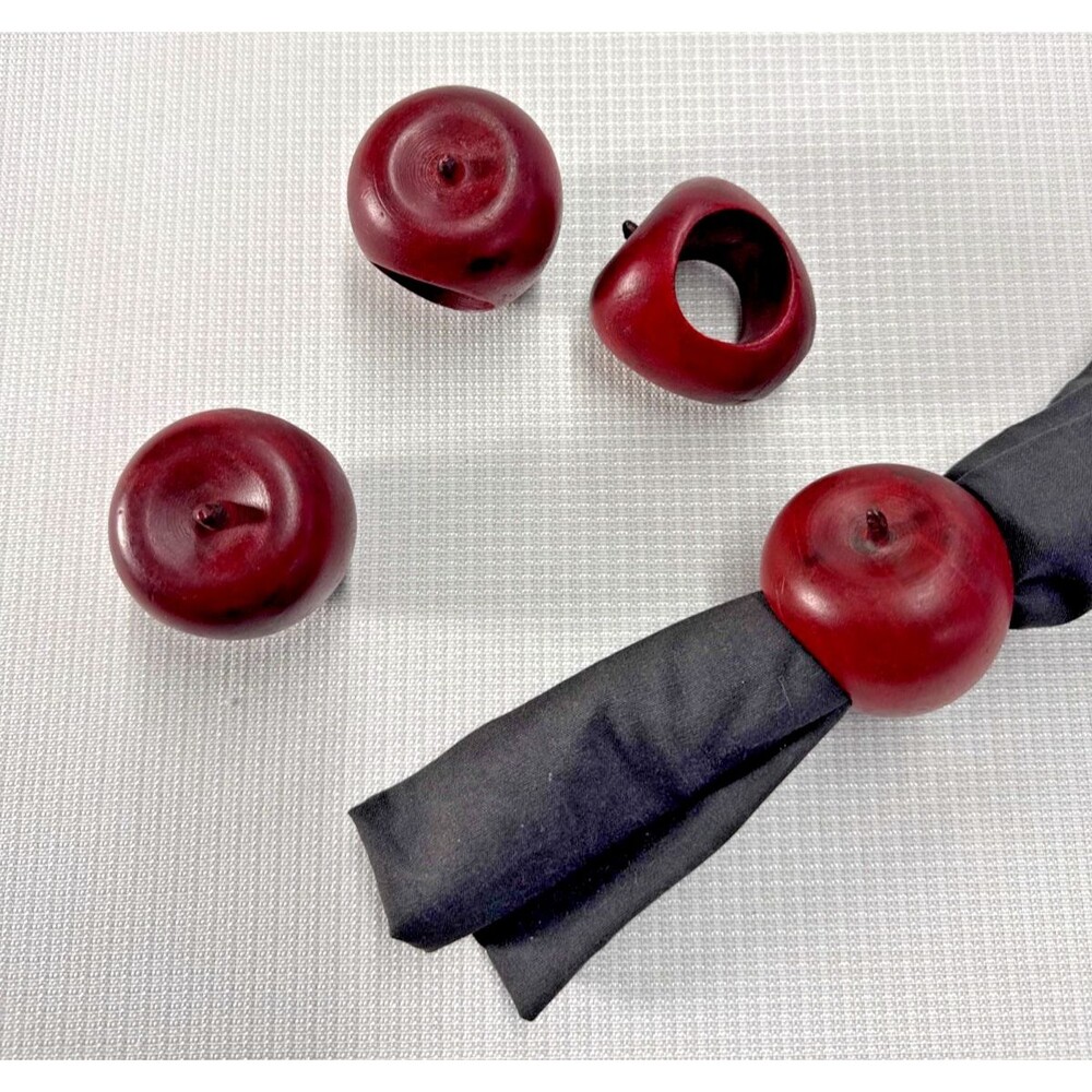Handcrafted Wooden Apple Napkin Rings - Set of 4 - Fall, Holiday, Thanksgiving